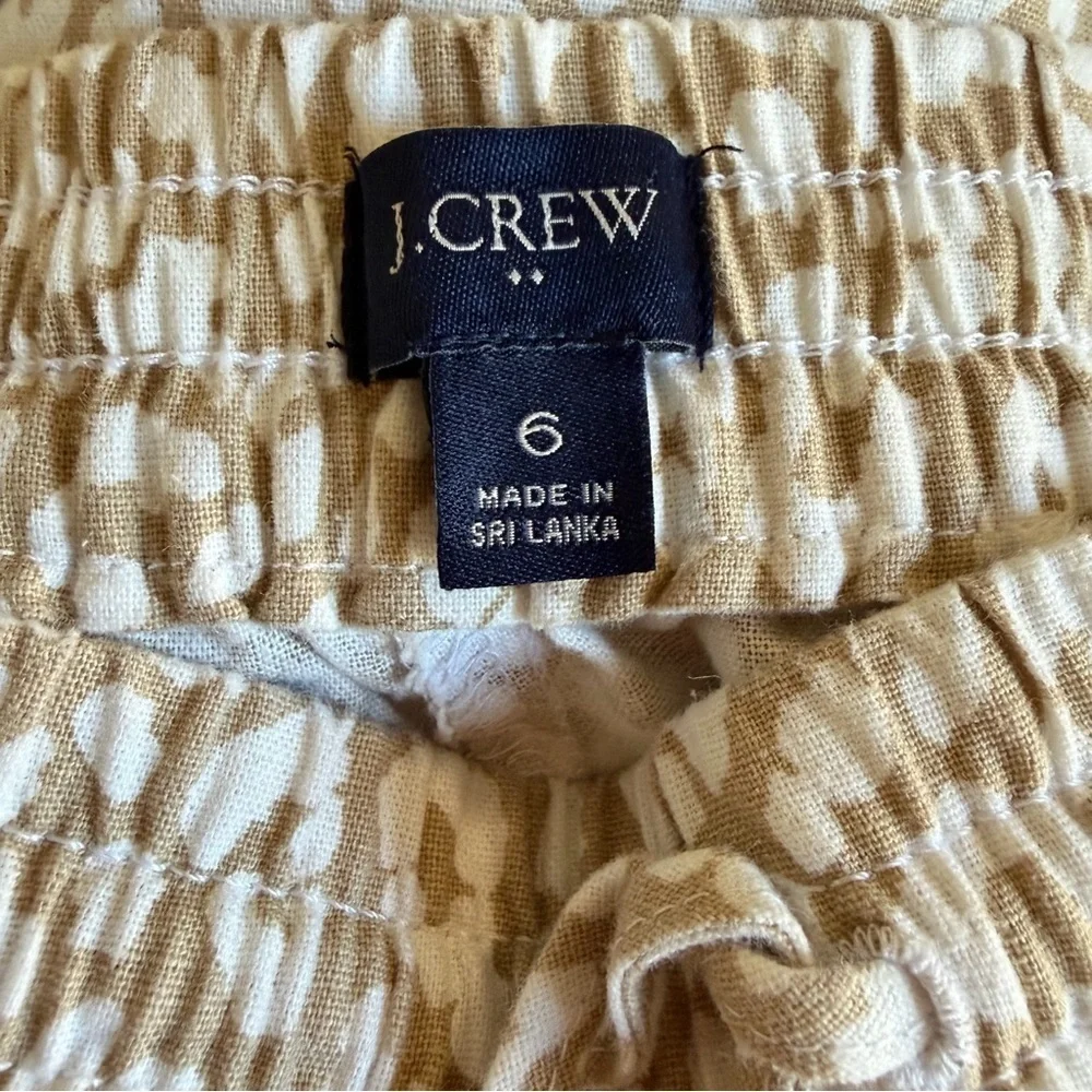 J. Crew Linen-Cotton Leopard Drawstring Pants Size 6 -  41134
